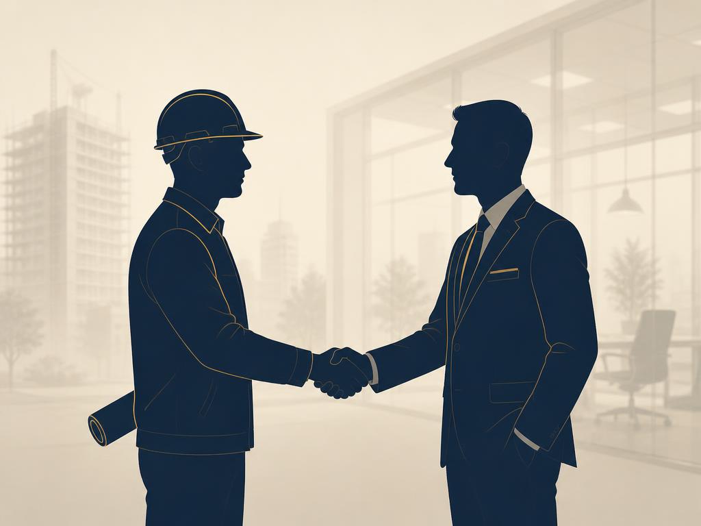 مهندس ورجل أعمال يتصافحان